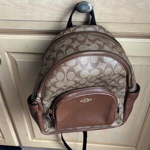 Coach Signature Brown Leather Backpack-5671